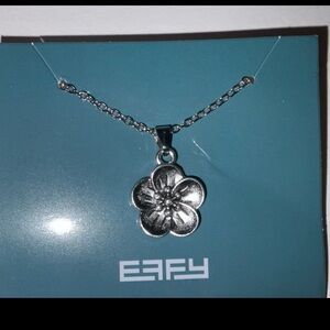 Effy Flower Forget Me Not Pendant 20” Silver Chain Necklace NIP